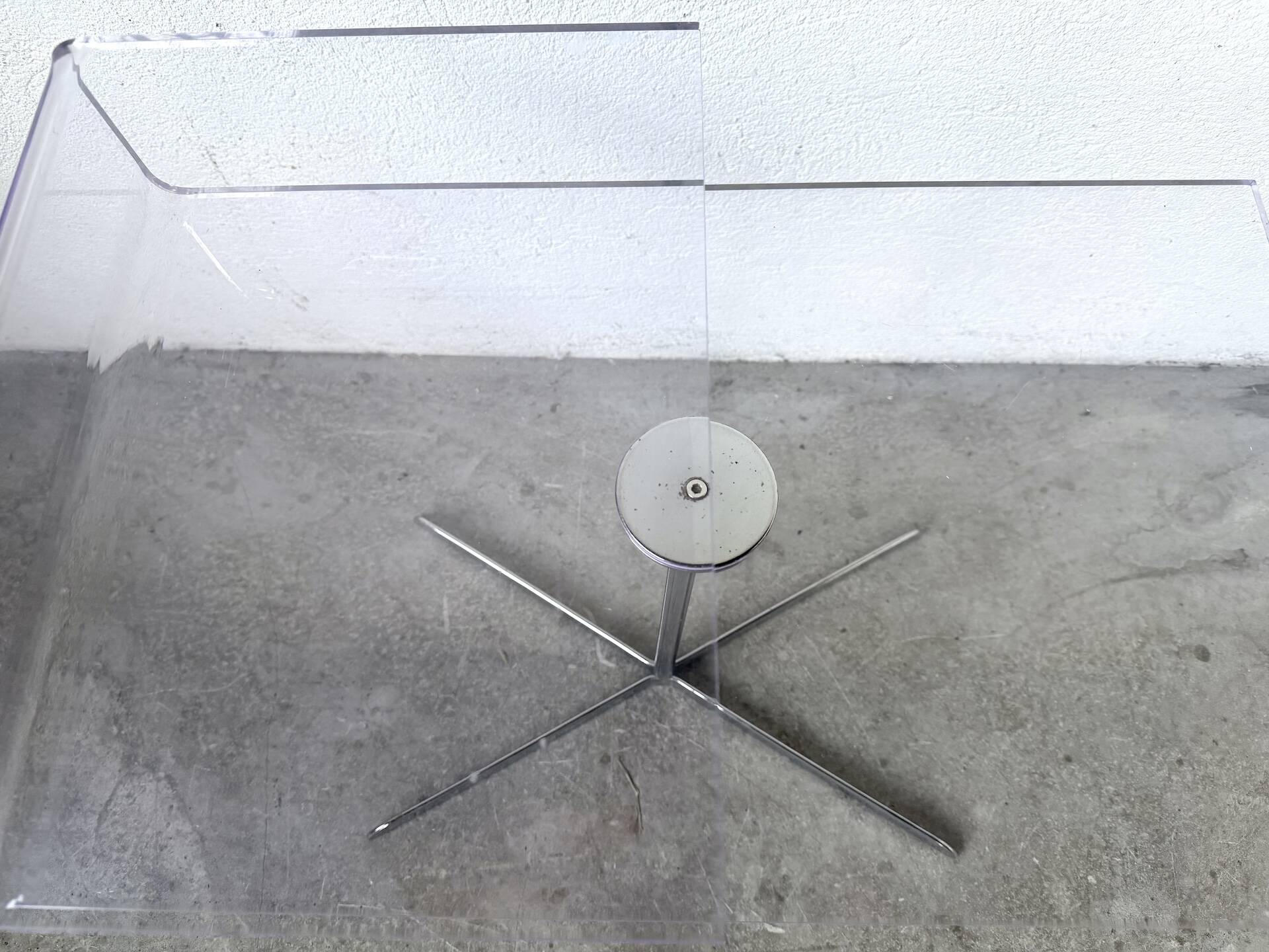 Transparent acrylic and chrome side table, 1970s design.