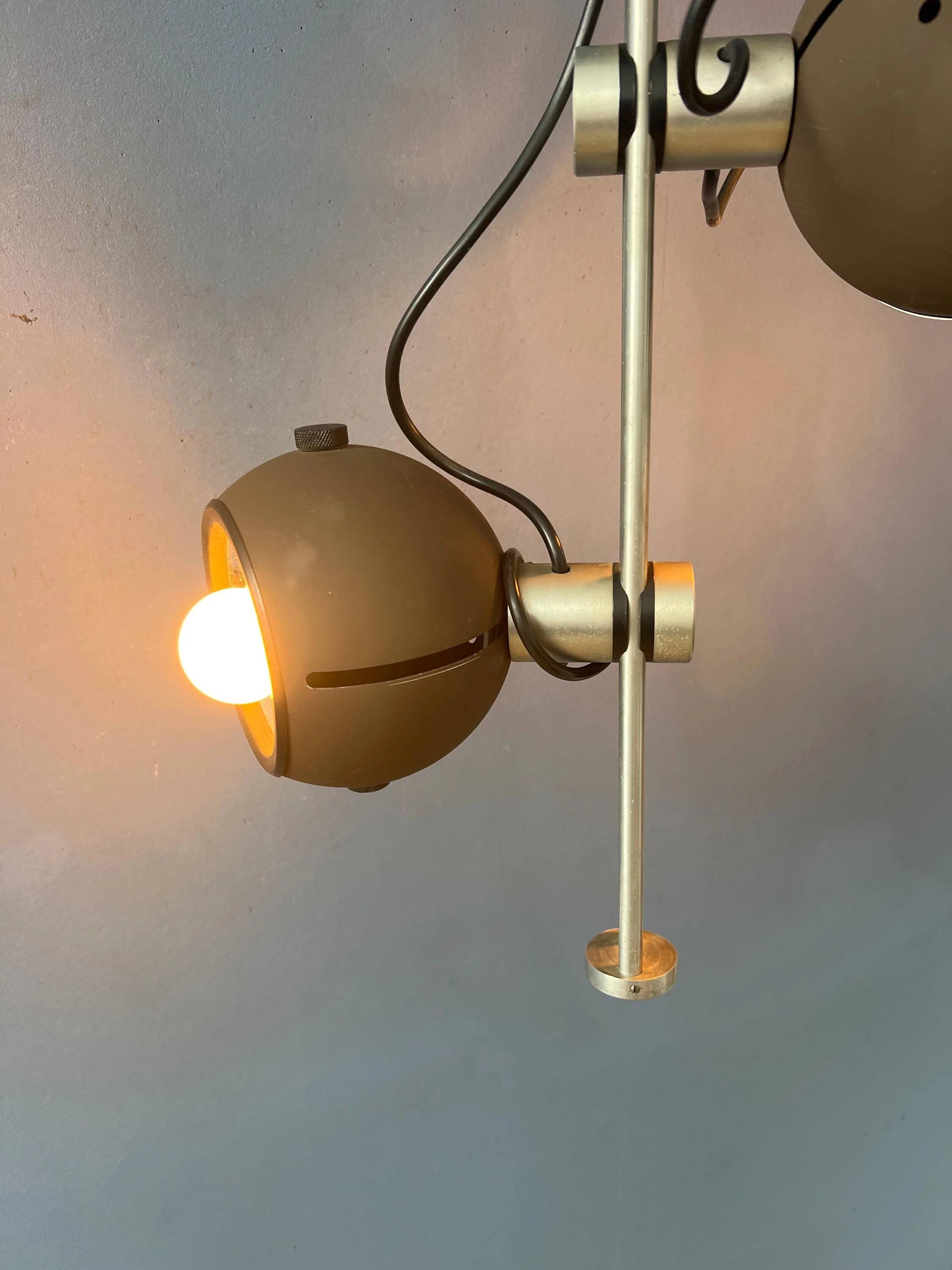Brown ceiling light - Space Age fixture - vintage eyeball lamp