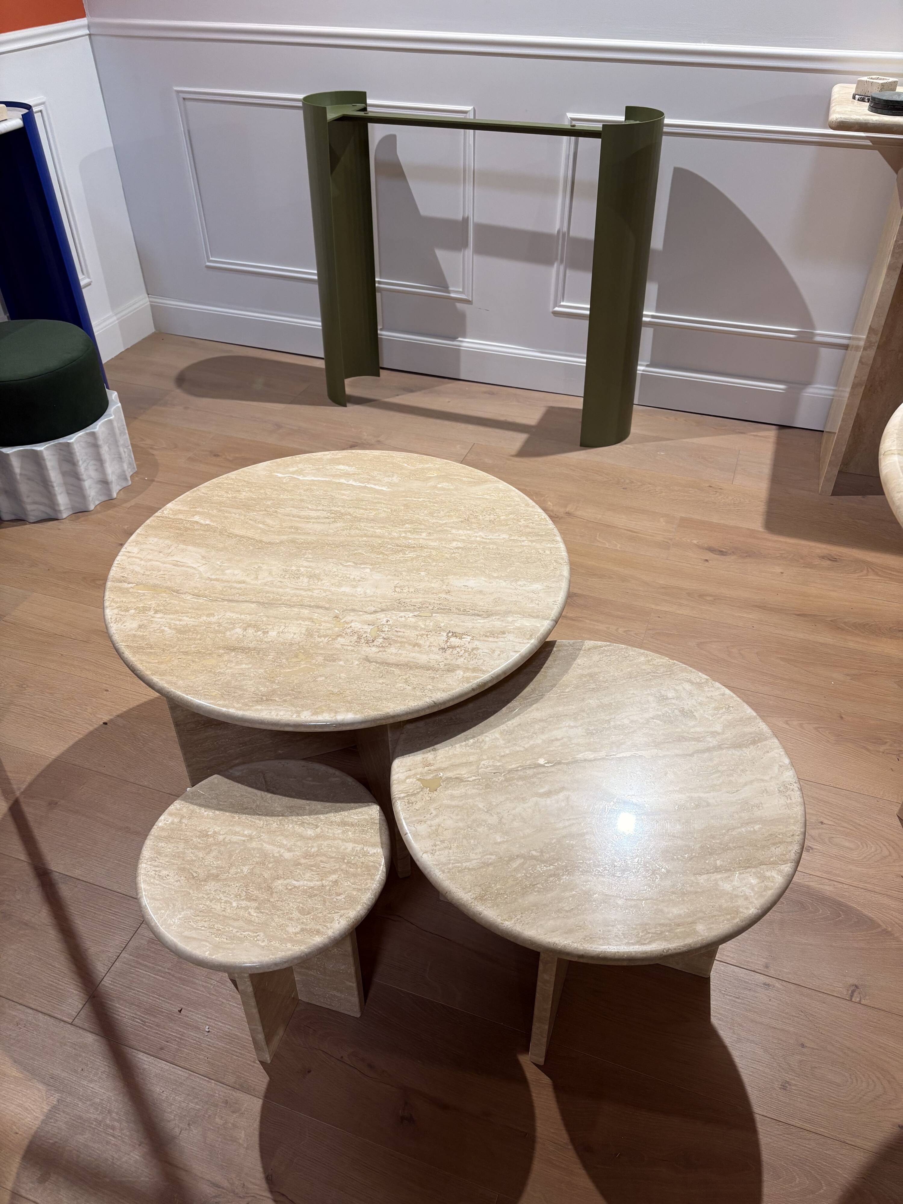 Trio de table basse Gigognes x 100% Travertin Romain