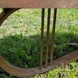 Oval coffee table ceramic wrought iron vintage