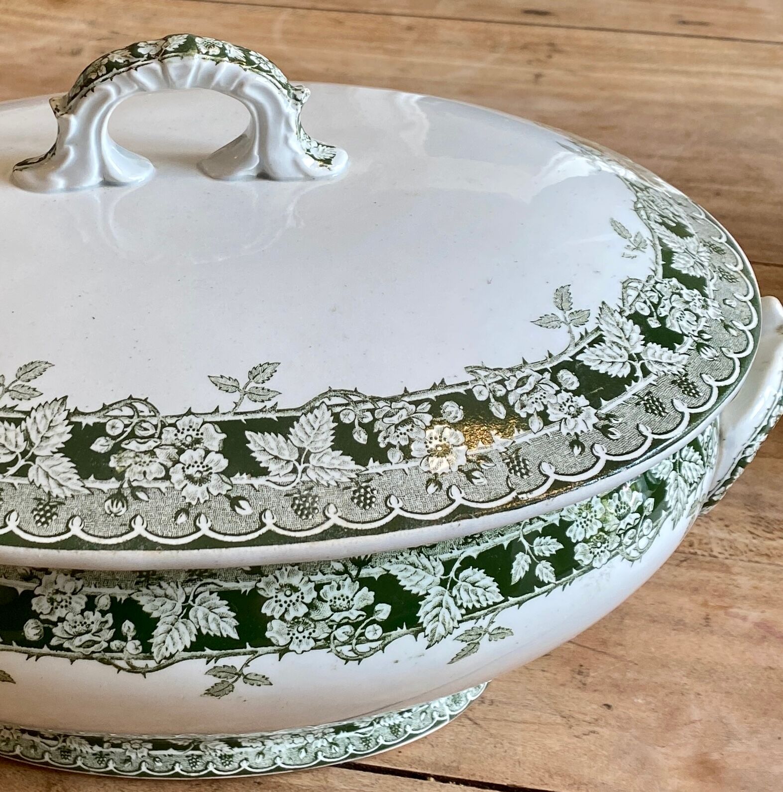 Large old tureen in iron earth, model Murier de Saint amand