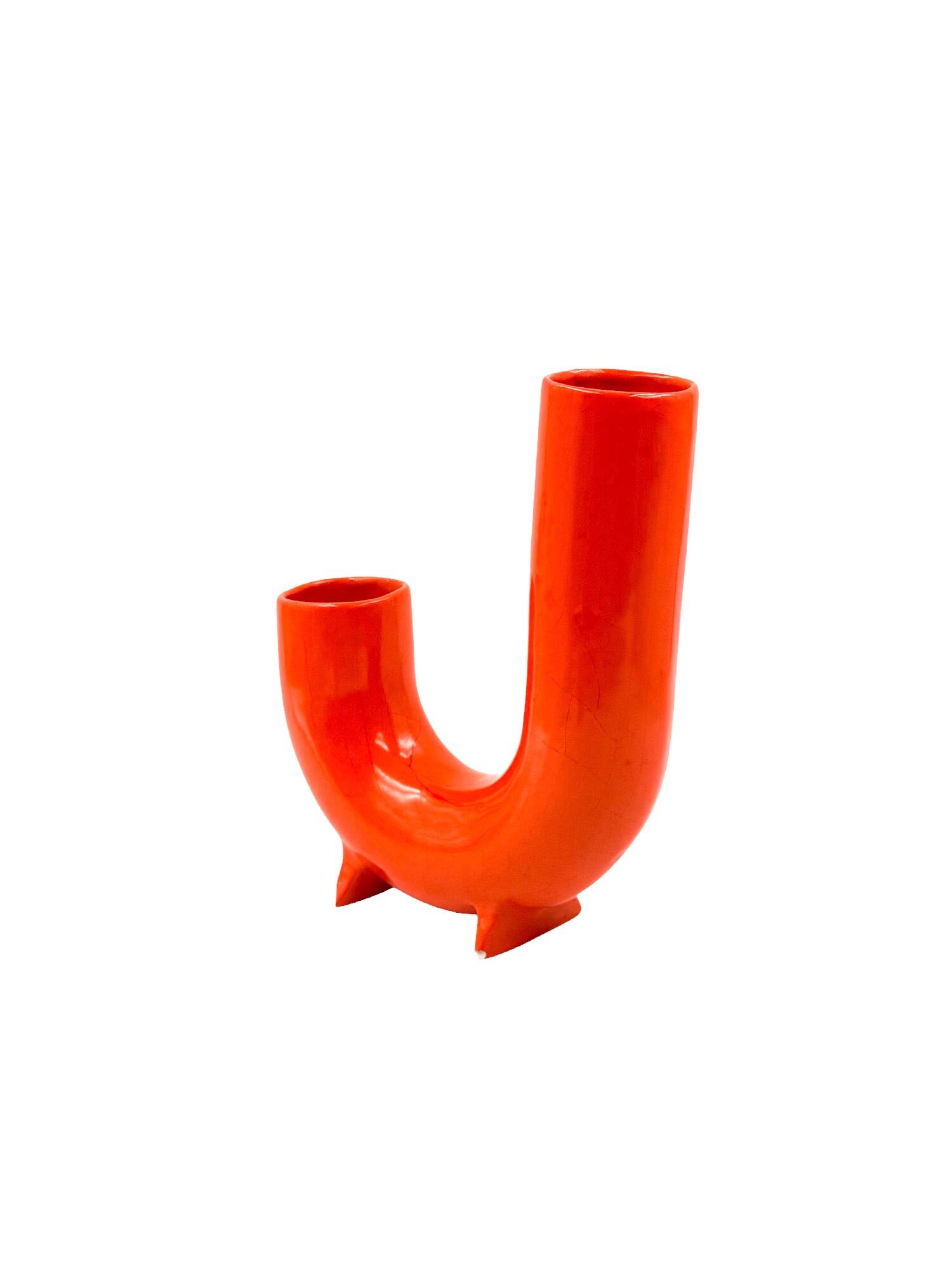 Space age orange ceramic vase, Italy ca. 1960