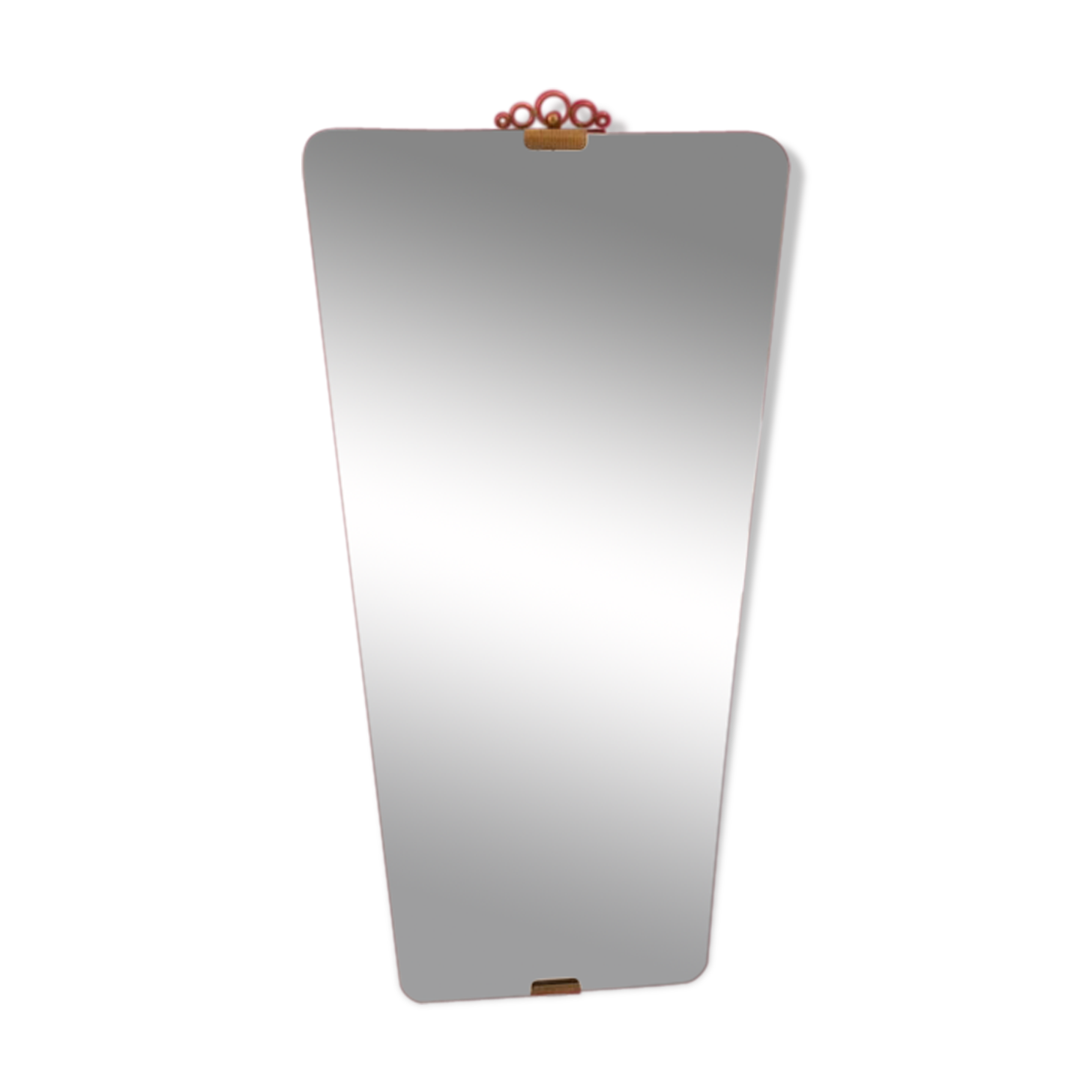 Miroir retroviseur 80cm x 38 cm laiton et bois doré, 1950’s