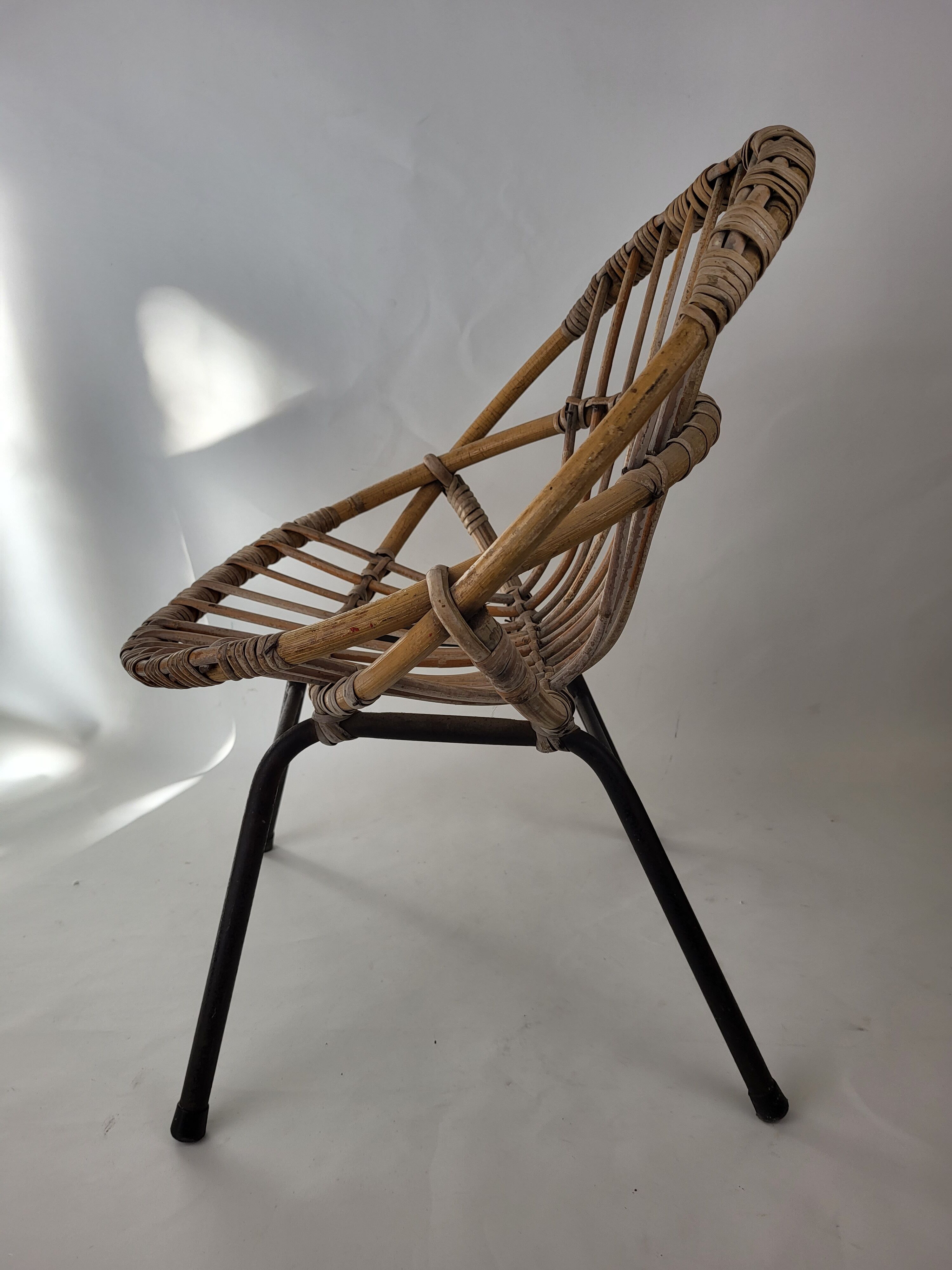 Children's armchair rattan and metal 60s