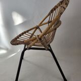 Children's armchair rattan and metal 60s
