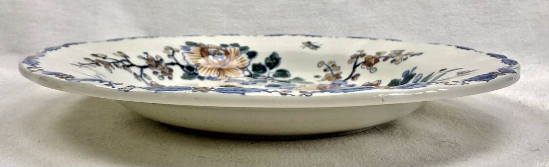 3 deep plates Gien peonies and rooster 1938/1960