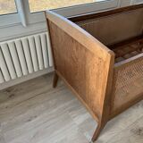 Baby cot in oak and caework