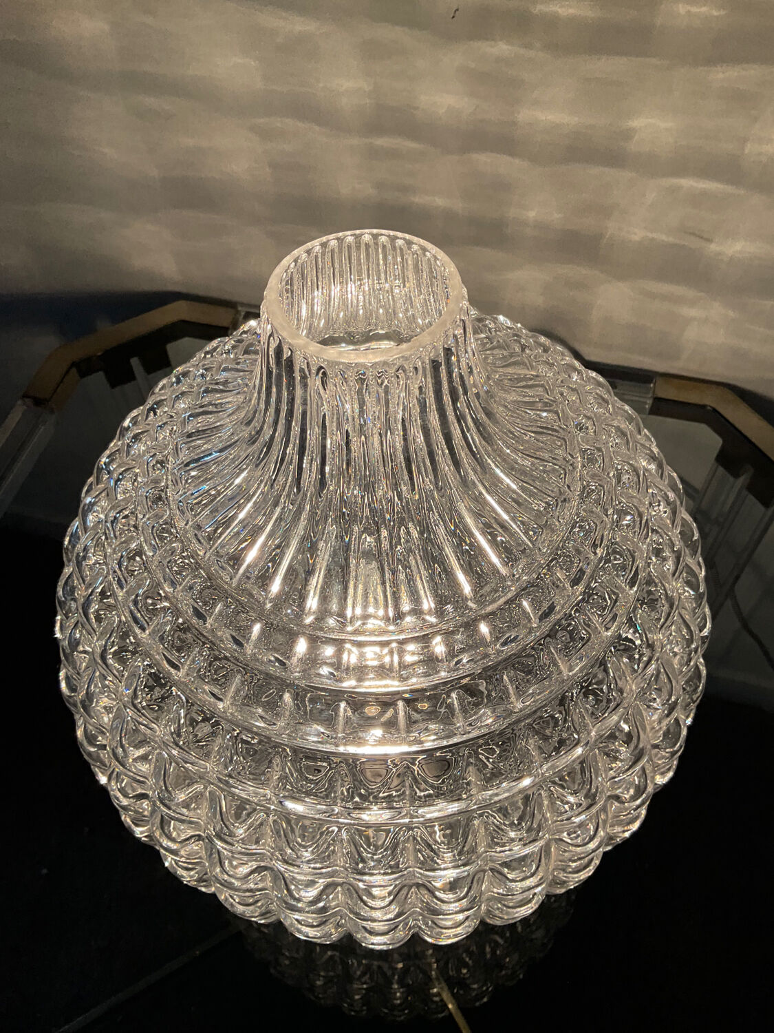 Vintage lamp from the 70s in molded glass