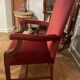 fauteuil de bureau en acajou et velours rouge