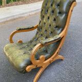 English Chesterfield olive green relax armchair