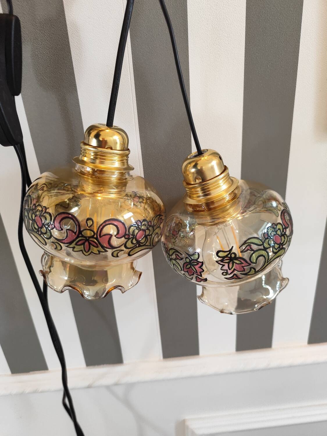 Pair of vintage hanging lamps