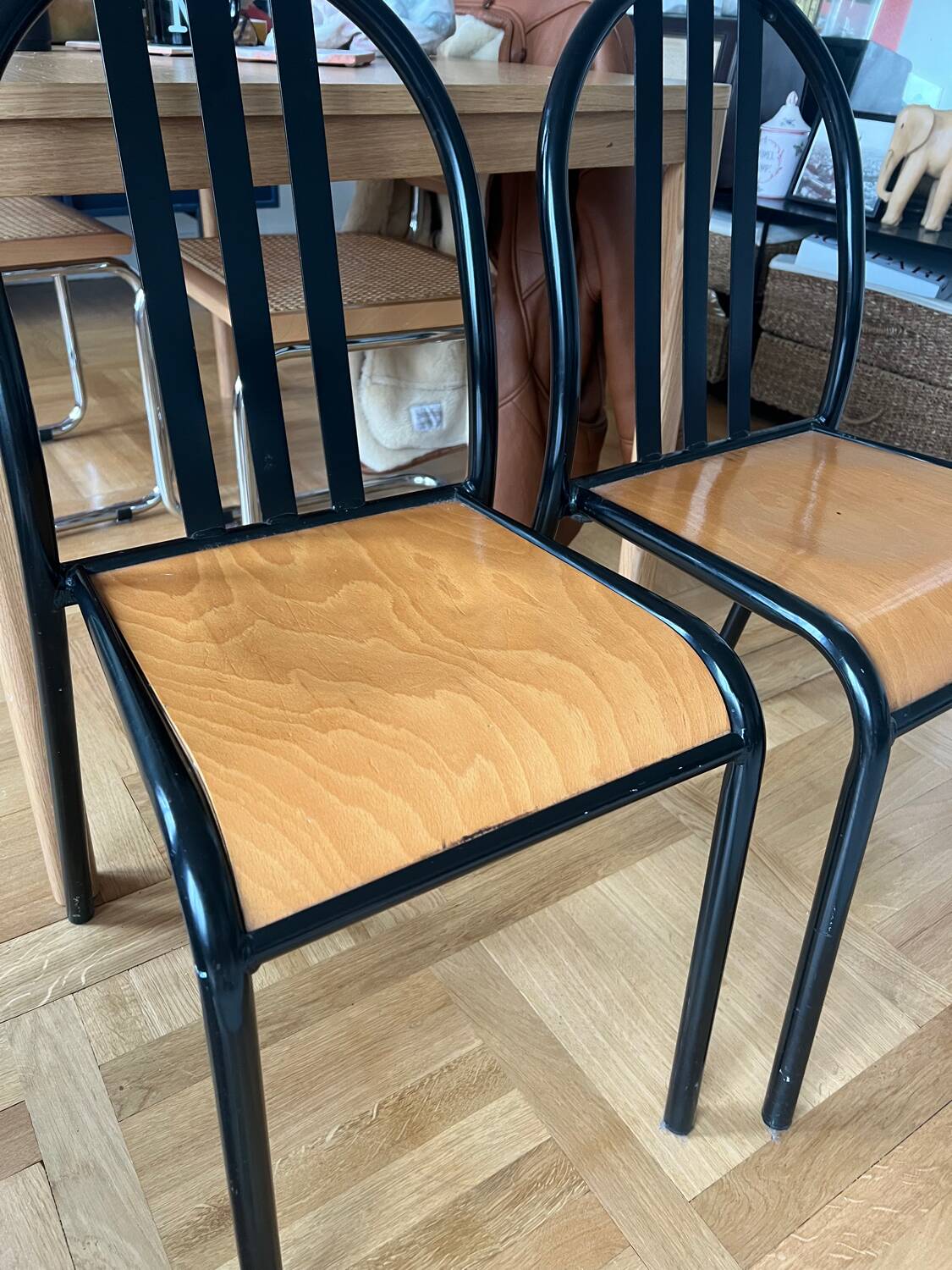 Pair of vintage metal bistro chairs