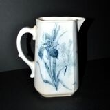 Antique Art Nouveau iris flower earthenware pitcher by Villeroy & Boch Wallerfangen