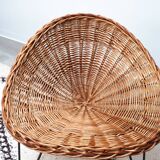 1950s basket rattan armchair