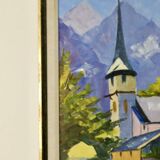 1950's Original Swedish Mid-Century Oil On Canvas Painting" "Alpnach " by Hugo Langkilde Larsen --Vi