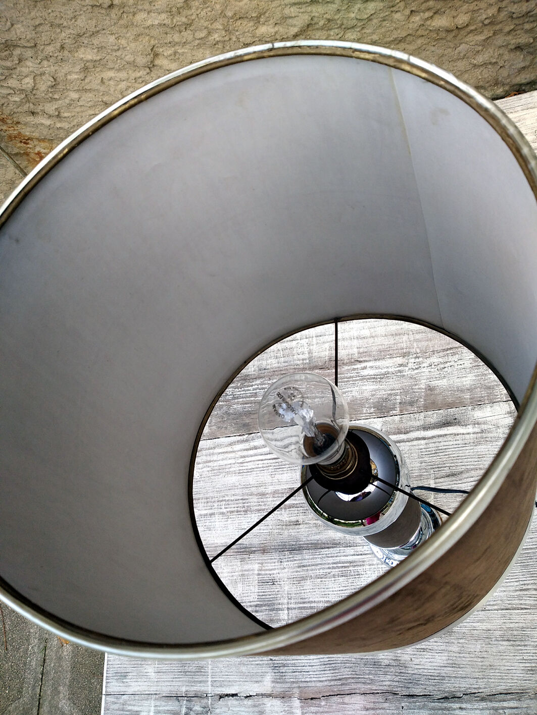 Suede and chrome table lamp