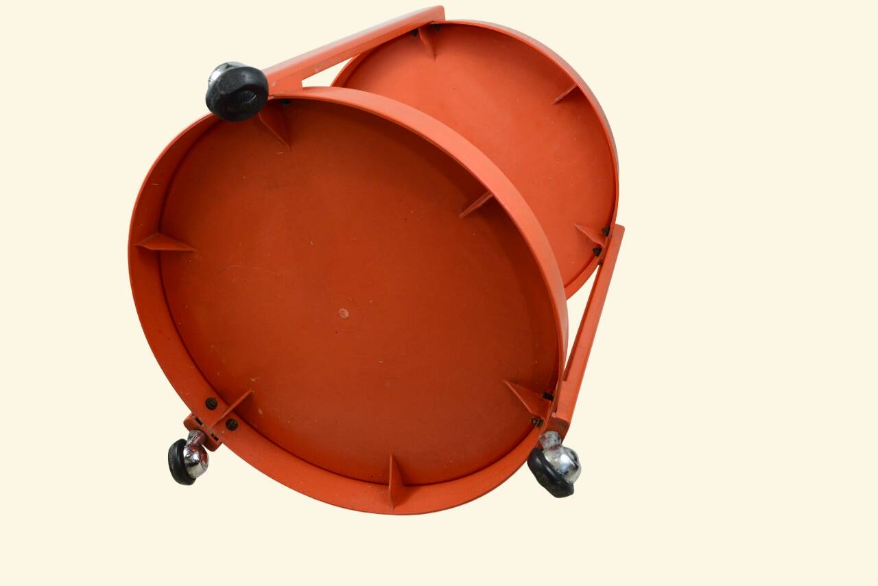 Table d'appoint à roulette / servante / desserte vintage orange - Kastilia