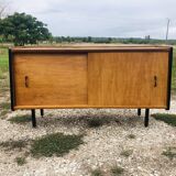 Small vintage row with sliding doors, metal legs Circa 50's