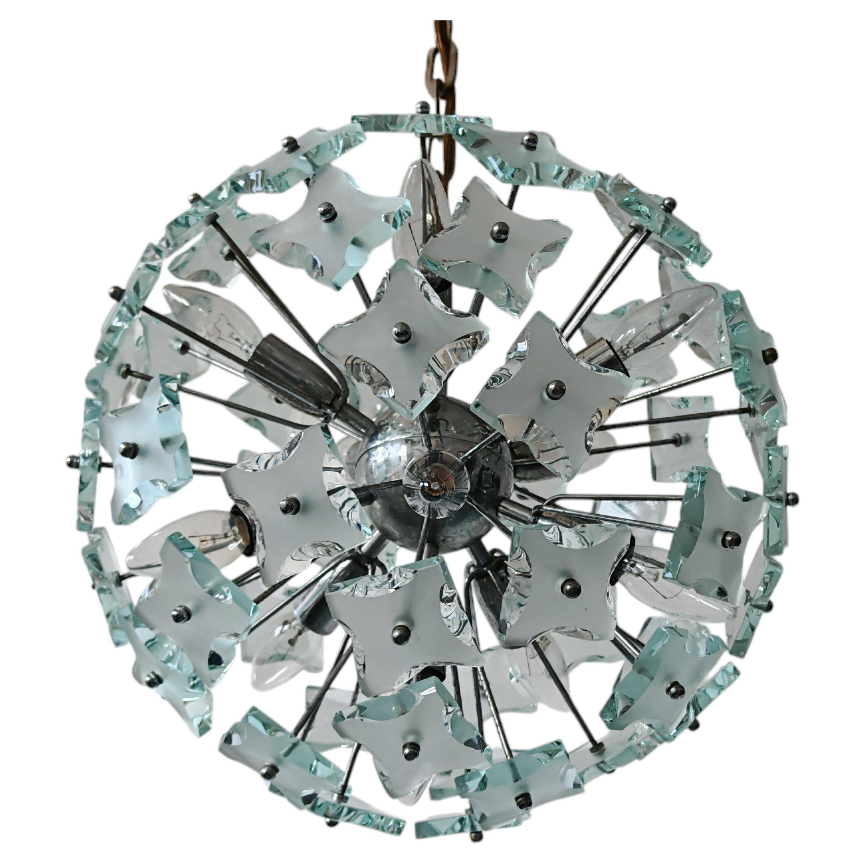 Suspension en verre de Murano "Dandelion" milieu du siècle par Zero Quattro années 1970