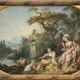 Wall tapestry featuring a pastoral scene.
