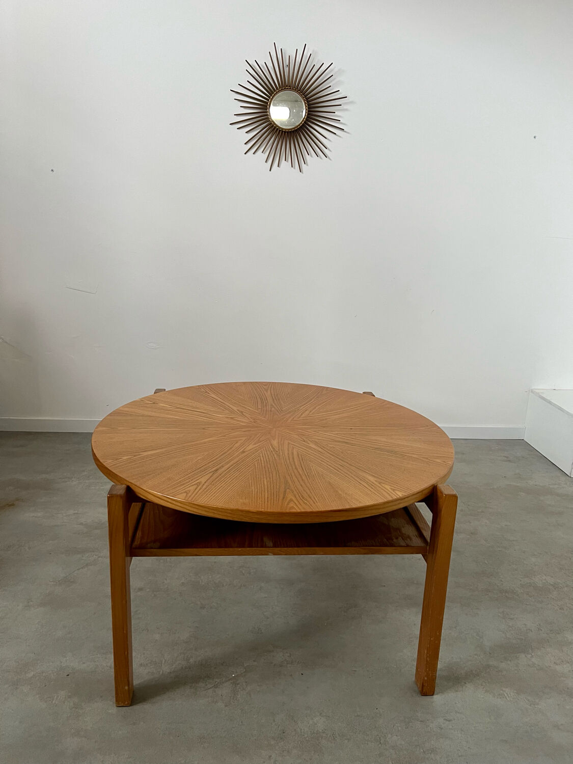 Ancienne table basse bois design années 60 Italy vintage