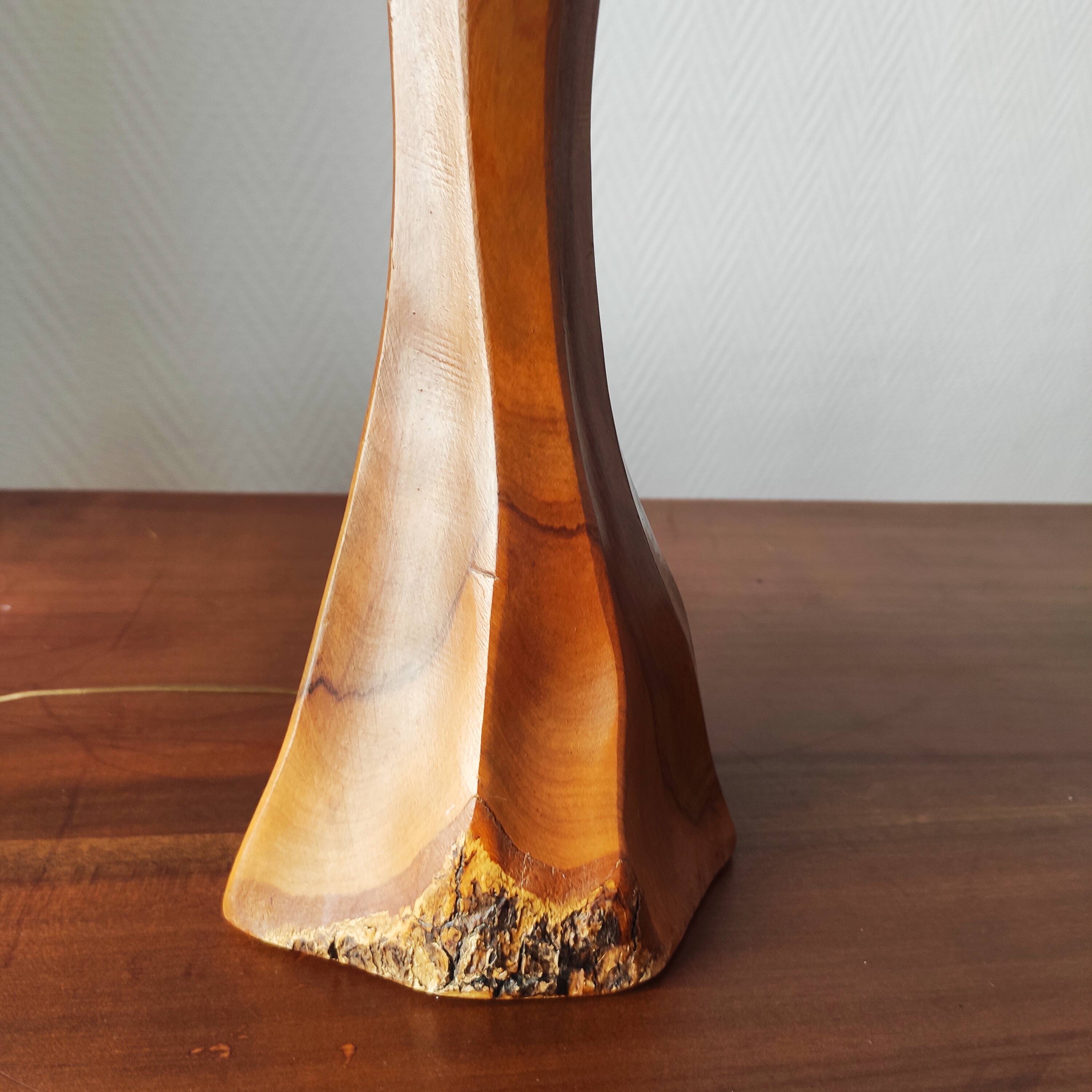 Vintage brutalist lamp from the 60s-70s made of wood and rope.