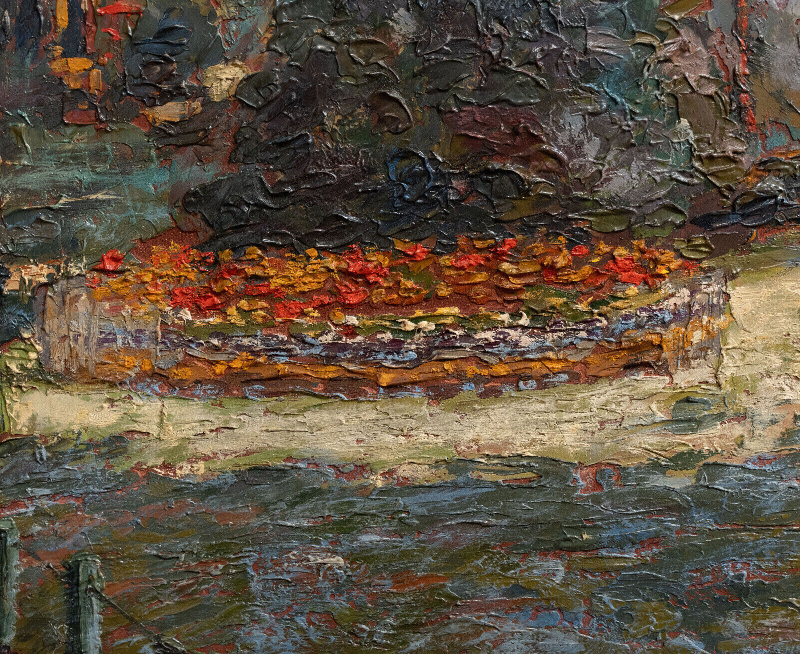 Oil on canvas by André Marait 1921 landscape flower garden XXth