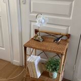 Vintage rattan bedside table 1960