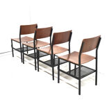 Ensemble de 4 chaises industrielles, Pays-Bas années 1970