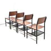 Ensemble de 4 chaises industrielles, Pays-Bas années 1970