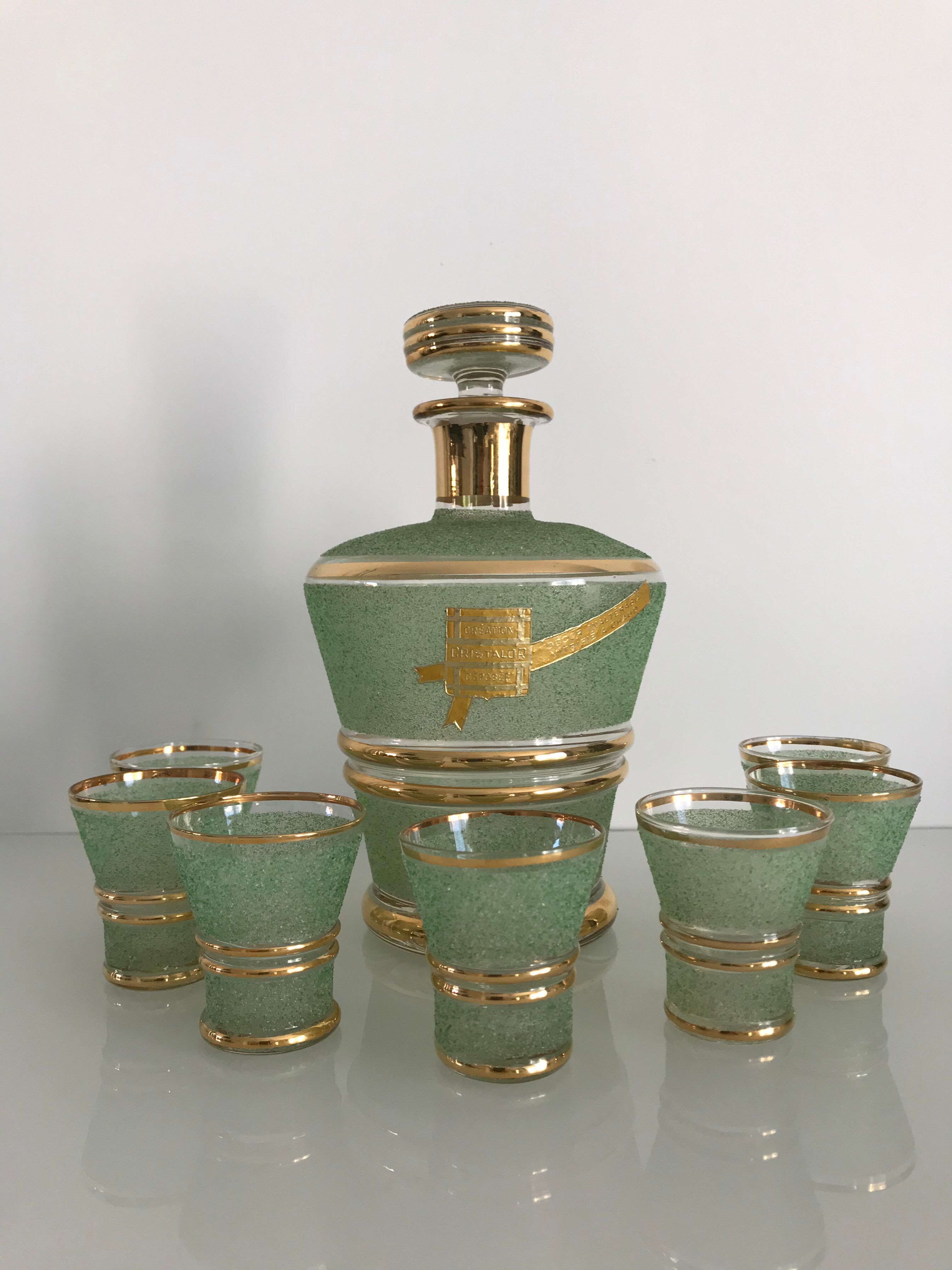 Service à liqueur Cristalor carafe et 7 verres