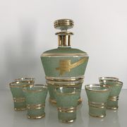 Cristalor liqueur set: decanter and 7 glasses