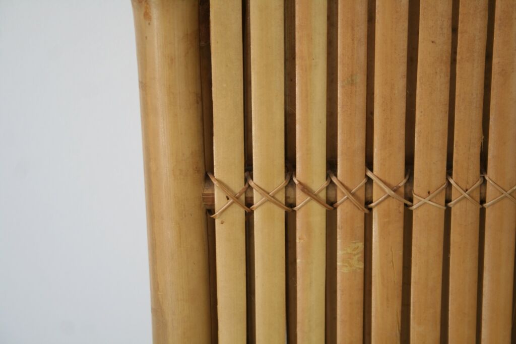Screen 3 panels bamboo, rattan and wicker 1970 vintage