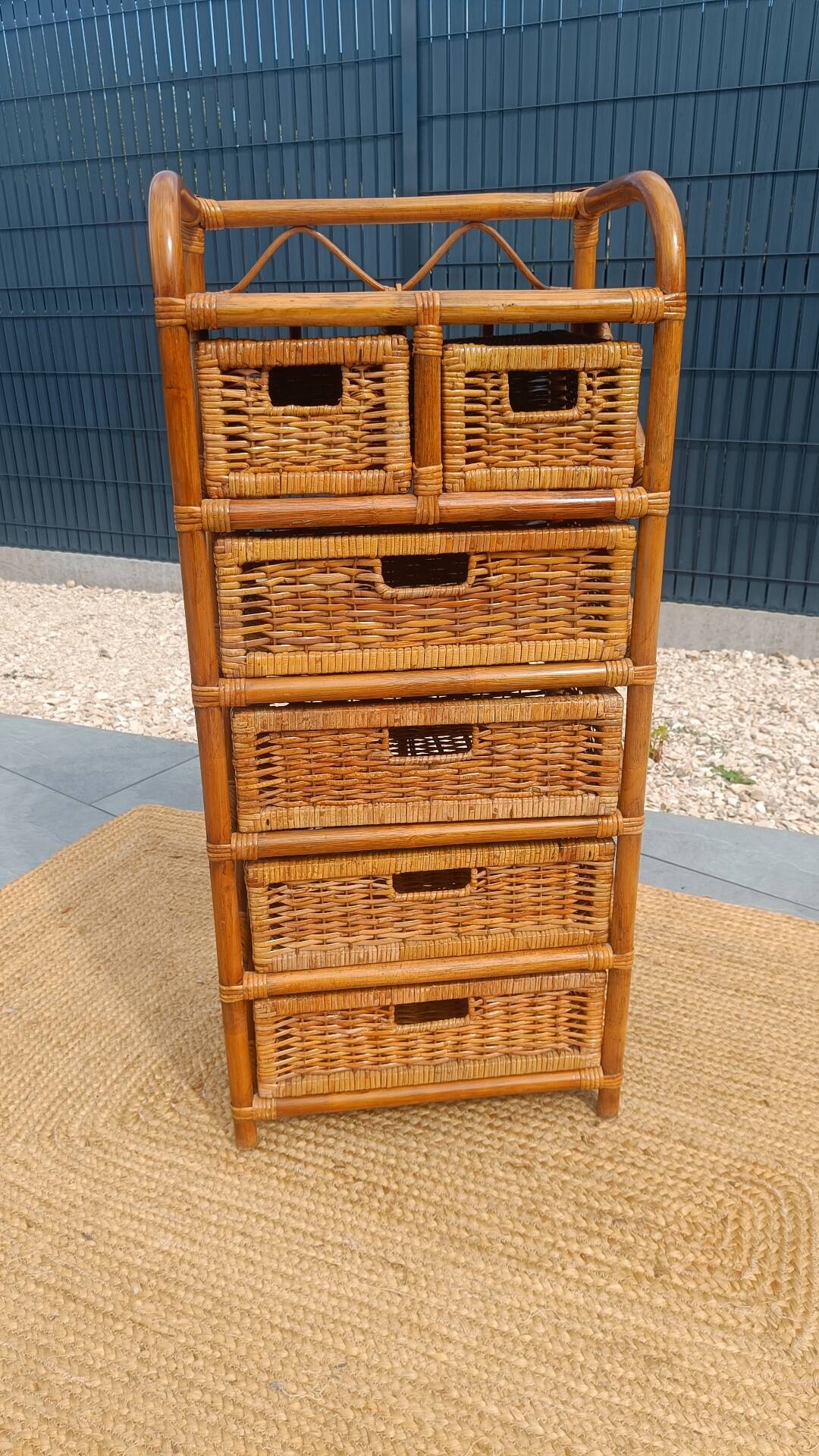 Chiffonnier commode en rotin