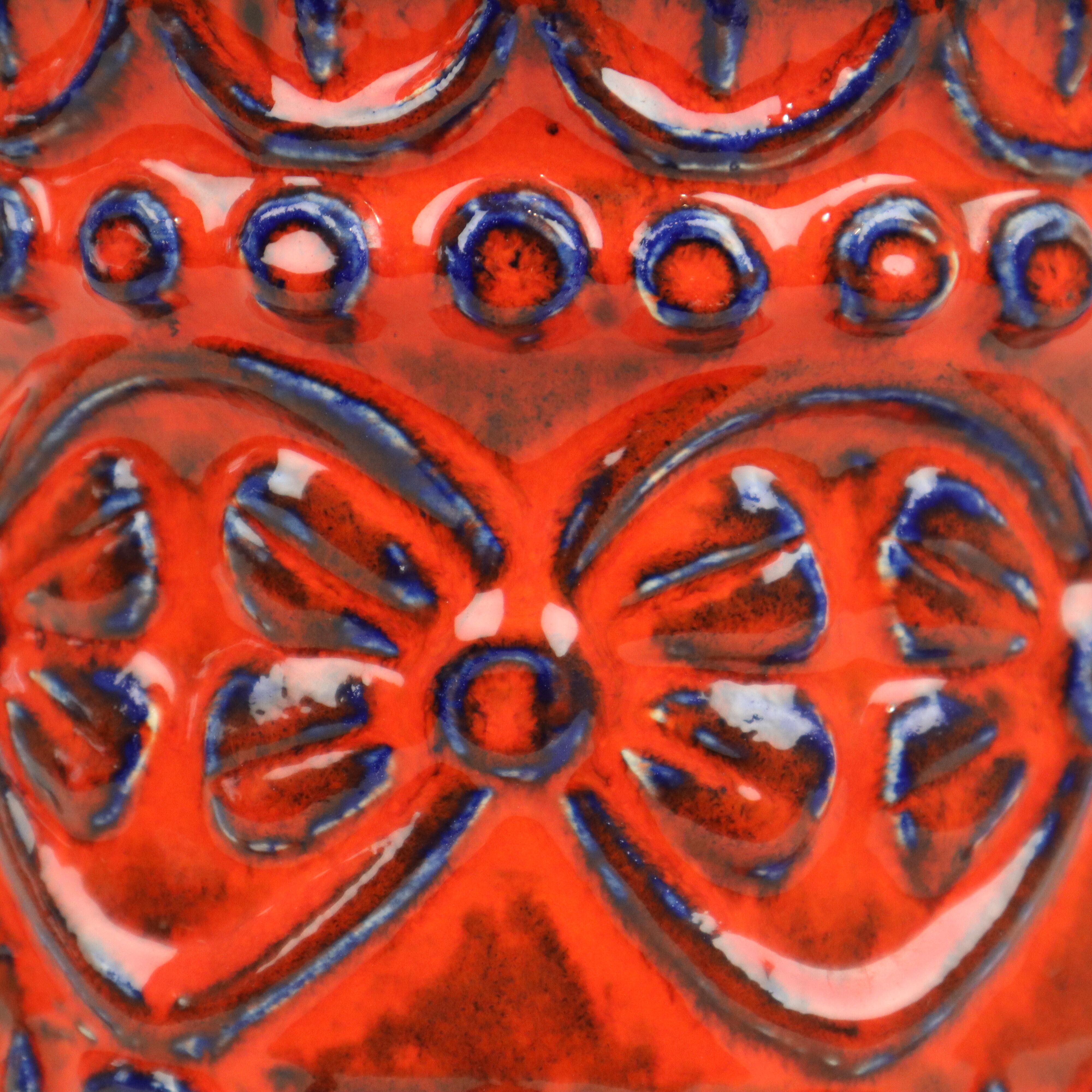 Bay Bodo Mans Red Blue Flowerpot West Germany Pottery Vase 166-21