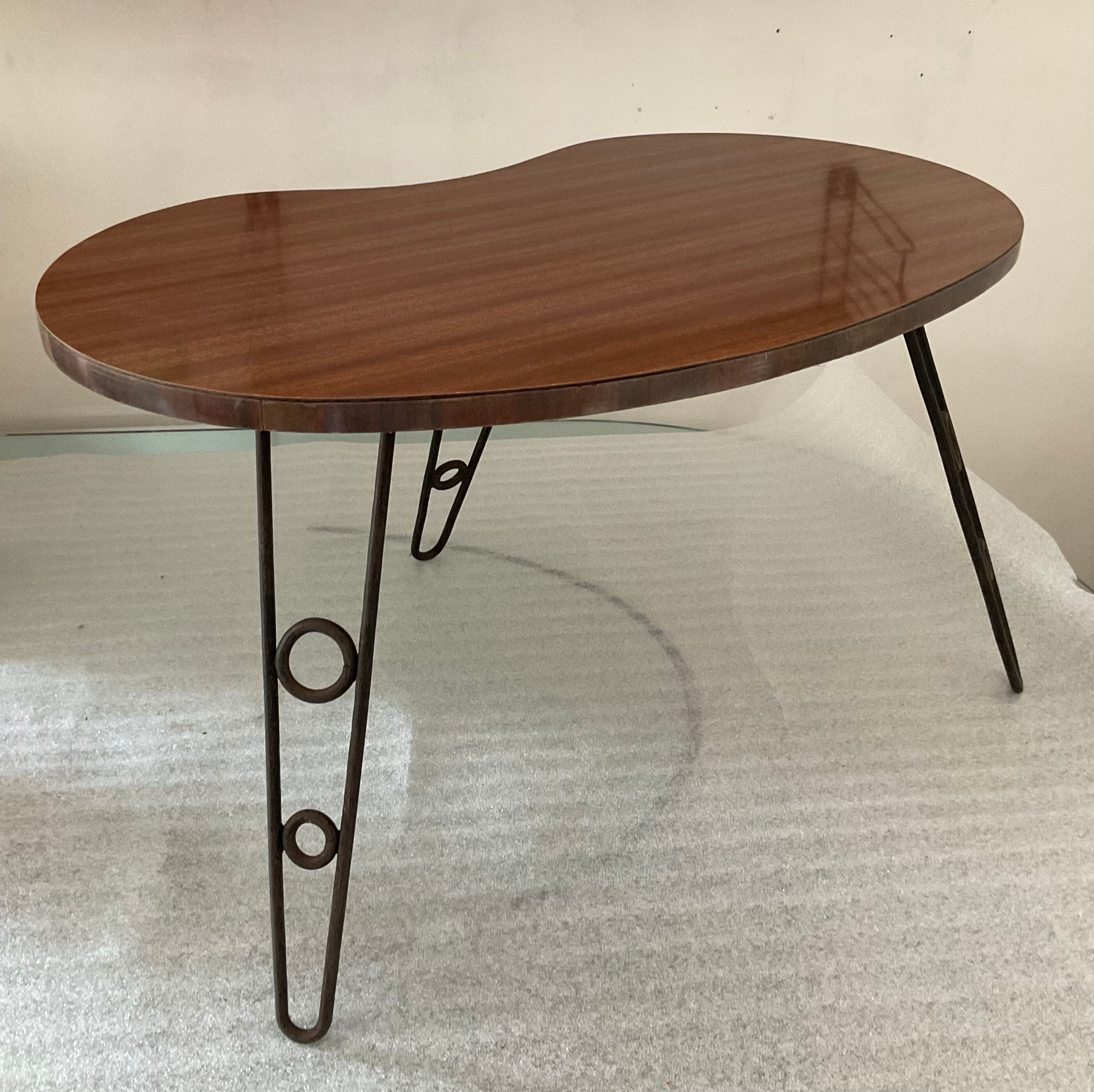 Free-form tripod coffee table from the 50s and 60s