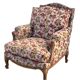 Antique Louis XV style shepherdess armchair in floral flocked fabric