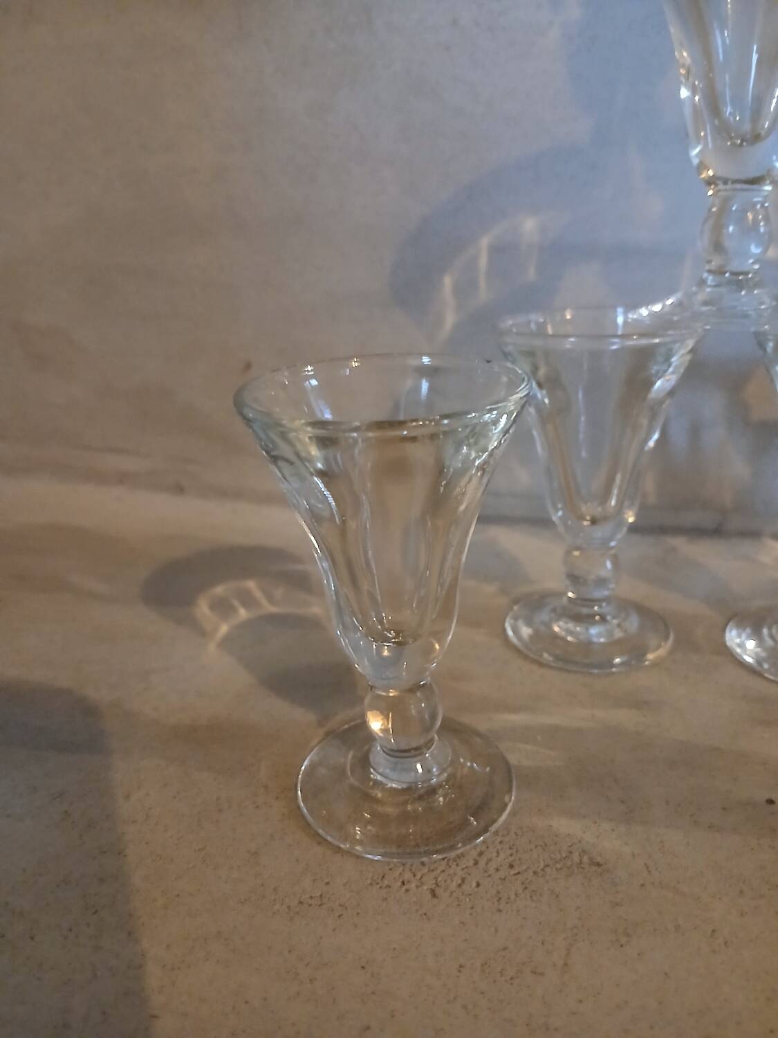 8 small old bistro glasses