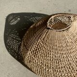 Small rattan lampshade in the shape of a braided hat