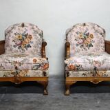 Pair of 1920s caned Chippendale armchairs