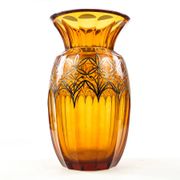 Art déco vase, honey crystal, galvanic coating, Poland, 1930s