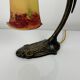 Bronze eagle lamp patinated and Art Nouveau style glass pate