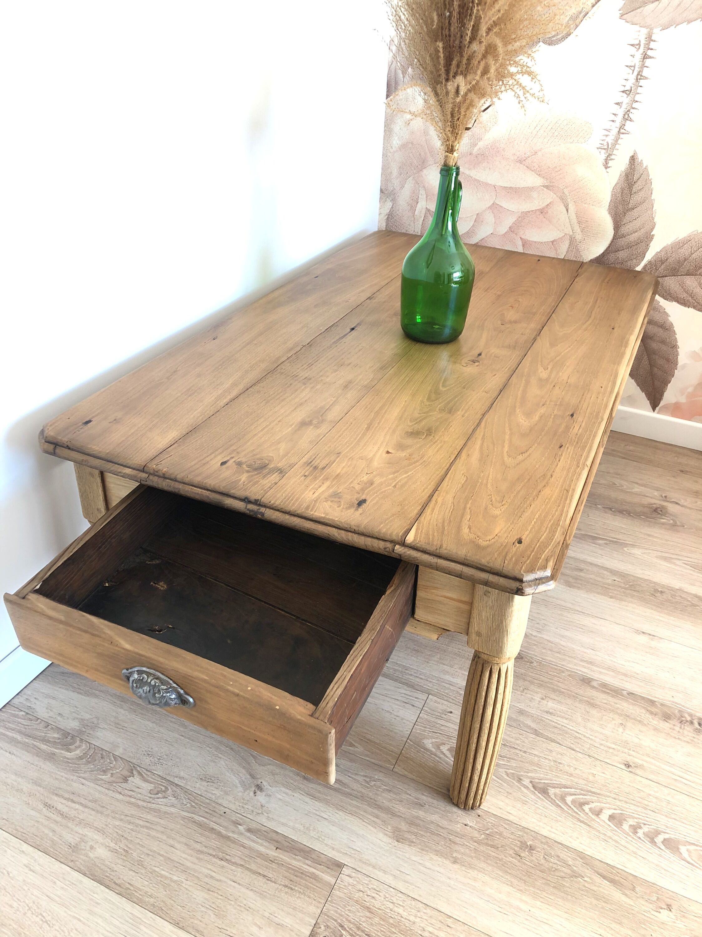 Farmhouse table, living room, solid oak