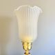 White opaline glass boudoir Art Deco lamp with tulip pleated glass shade