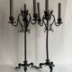 Pair of large Napoleon III candlesticks in patinated bronze