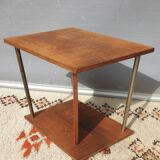 Modernist side table Art Deco Walnut and chromed steel