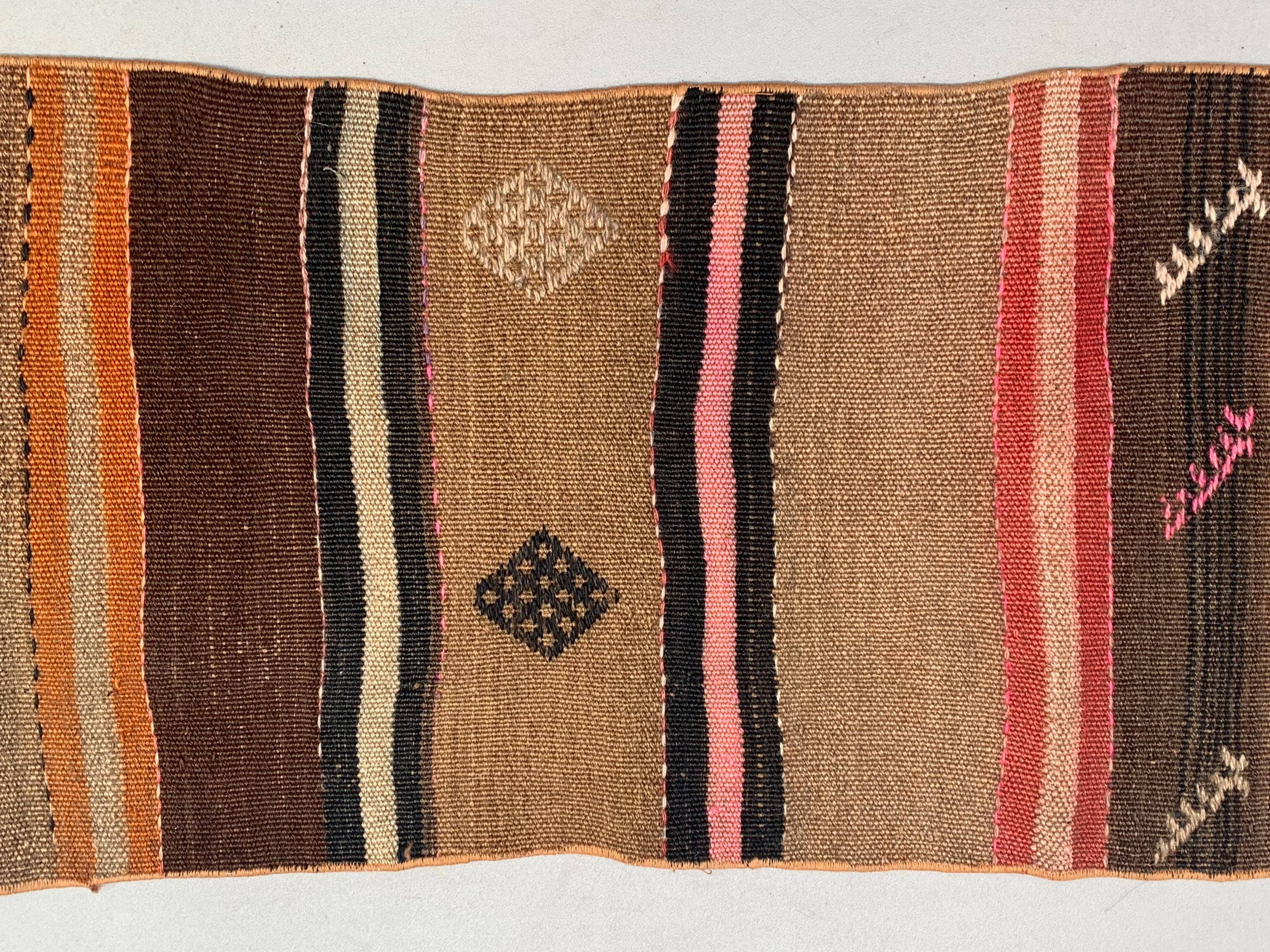 Old turkish narrow kilim runner 372x48 cm shabby chic, vintage kelim