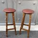 Paire de tabourets de bar bois courbé 1960