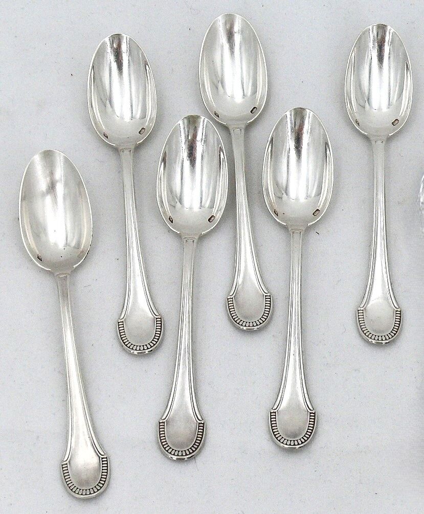 Ravinet d'Enfert 6 silver-plated moka spoons Minerva, Art Deco fluting