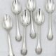 Ravinet d'Enfert 6 silver-plated moka spoons Minerva, Art Deco fluting